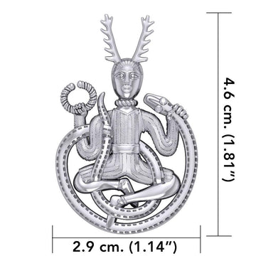 God Cernunnos in his mighty throne ~ Sterling Silver Jewelry Pendant TP3450 - Jewelry